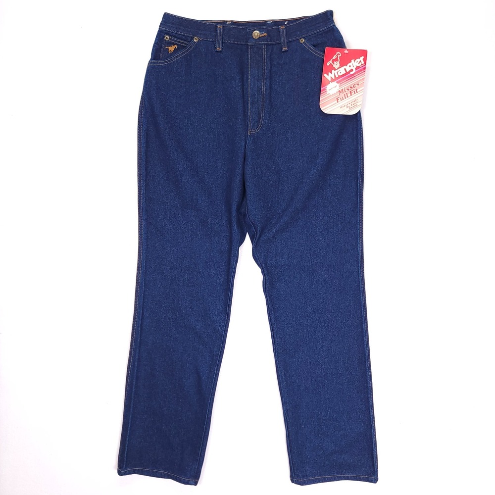 Vintage Wrangler No-Fault Jeans Womens 16 High Rise Straight Leg Dark Wash USA